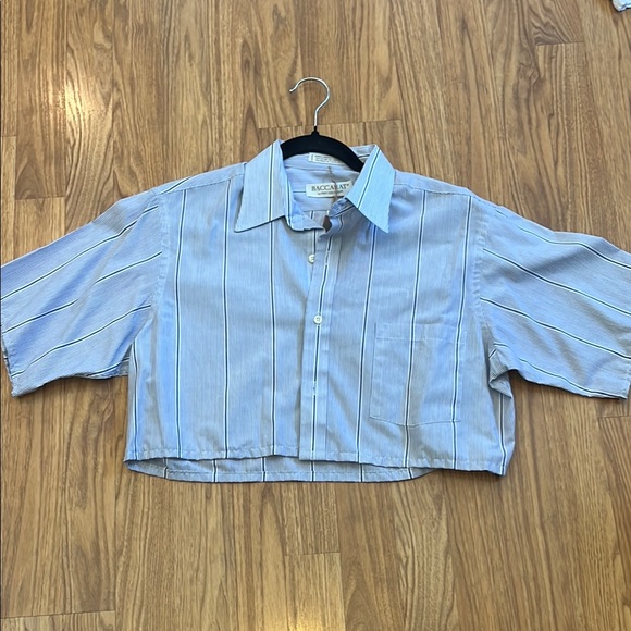 Crop Top Cropped Button Down - Wide top / blouse summer shirt - Picture 2 of 5